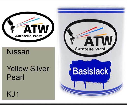 Nissan, Yellow Silver Pearl, KJ1: 1L Lackdose, von ATW Autoteile West.